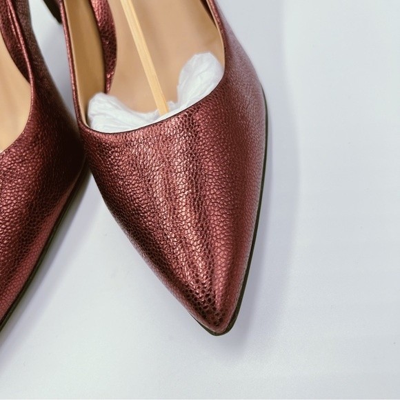 11N 11 NARROW WIDTH Naturalizer Womens Anna Metallic Cranberry Red Leather Heels - Picture 5 of 16